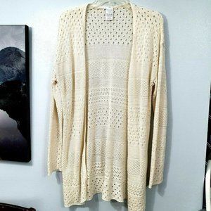 TIME AND TRU XL 16-18 Cream Open Front Cardigan